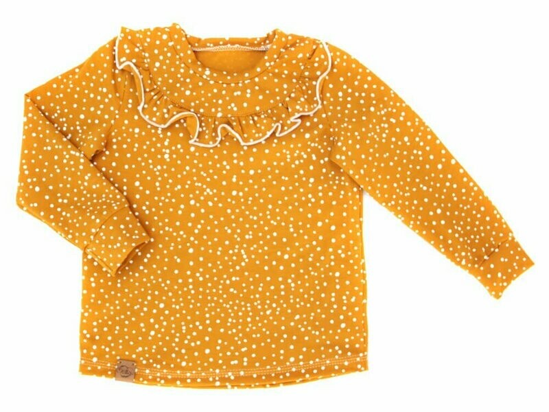 Langarmshirt mit Rüschen | Punkte senfgelb Langarmshirt mit Rüschen | Punkte senfgelb