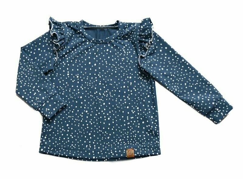 Langarmshirt mit Rüschen | Punkte marine Langarmshirt mit Rüschen | Punkte marine