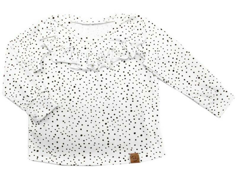 Langarmshirt mit Rüschen | Punkte weiß Langarmshirt mit Rüschen | Punkte weiß