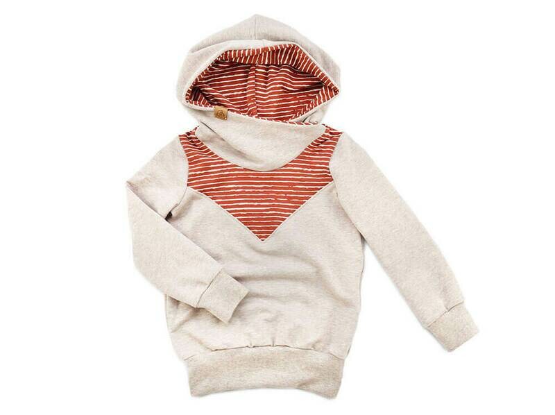 Hoodie | beige | Streifen rost