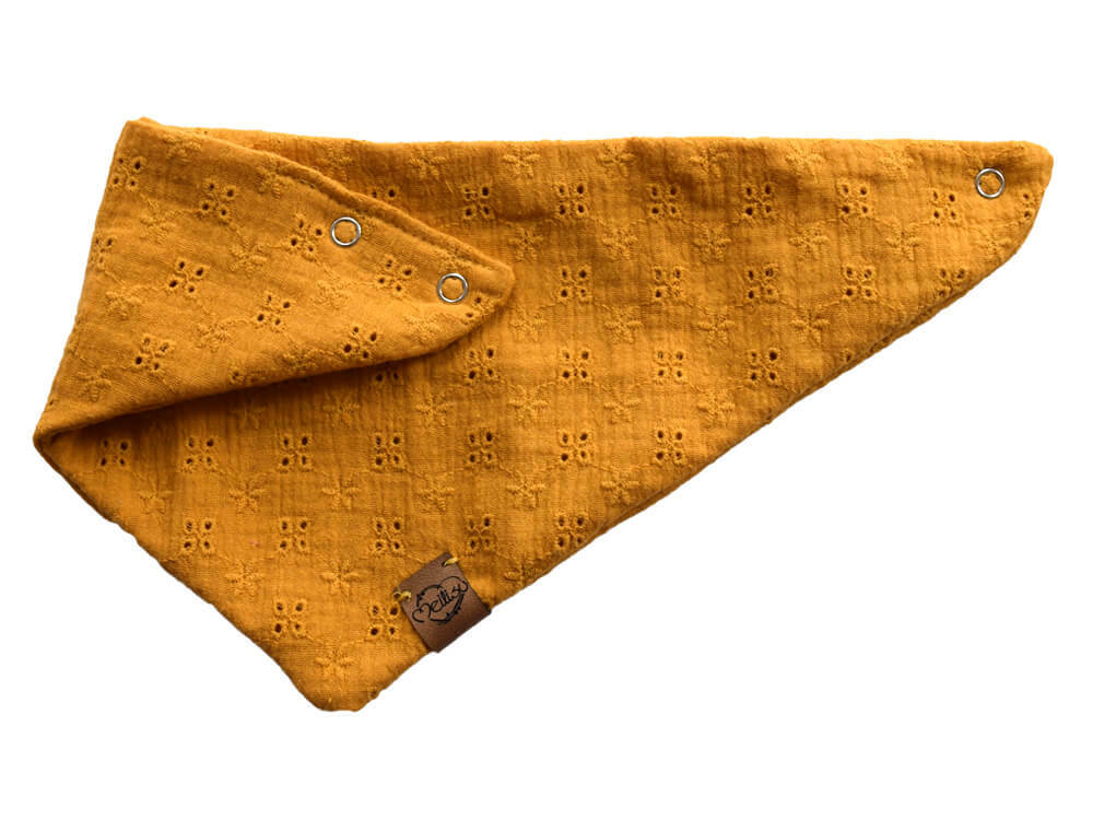 Halstuch | Musselin Lochstick | sonnengelb