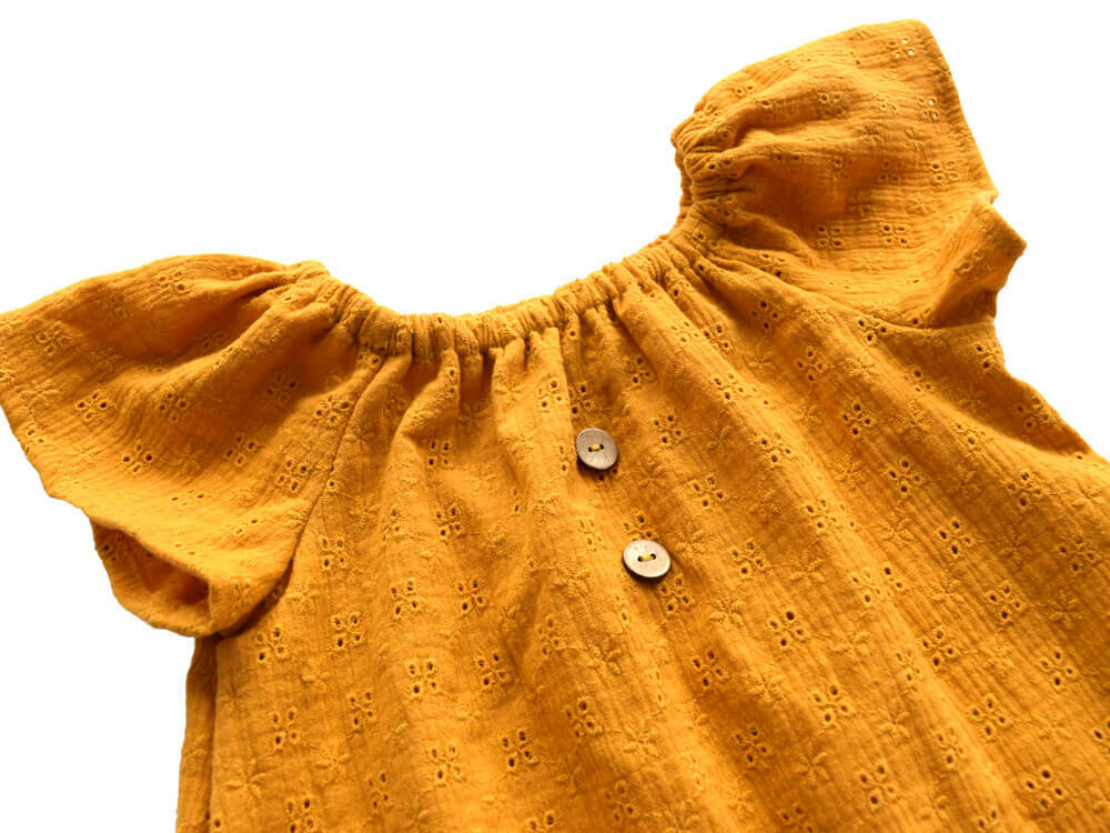 Sommerkleid | Musselin Lochstick | sonnengelb