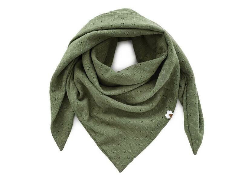 Dreieckstuch Damen | Musselin Lochstick | khaki