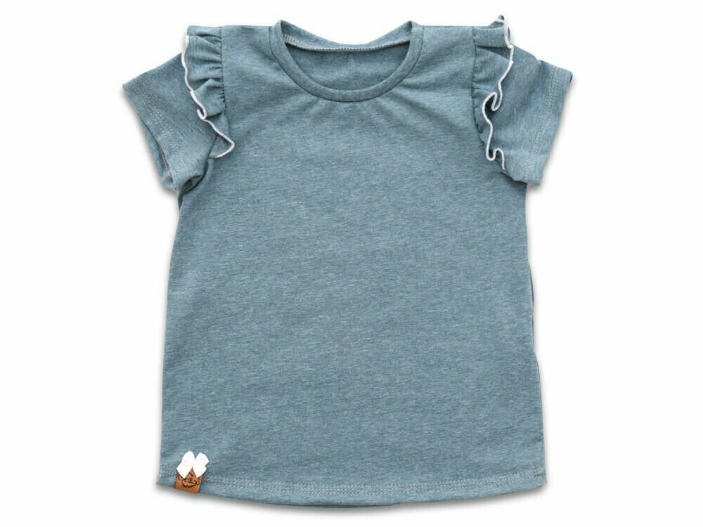 T-Shirt mit Rüschen | dusty blue