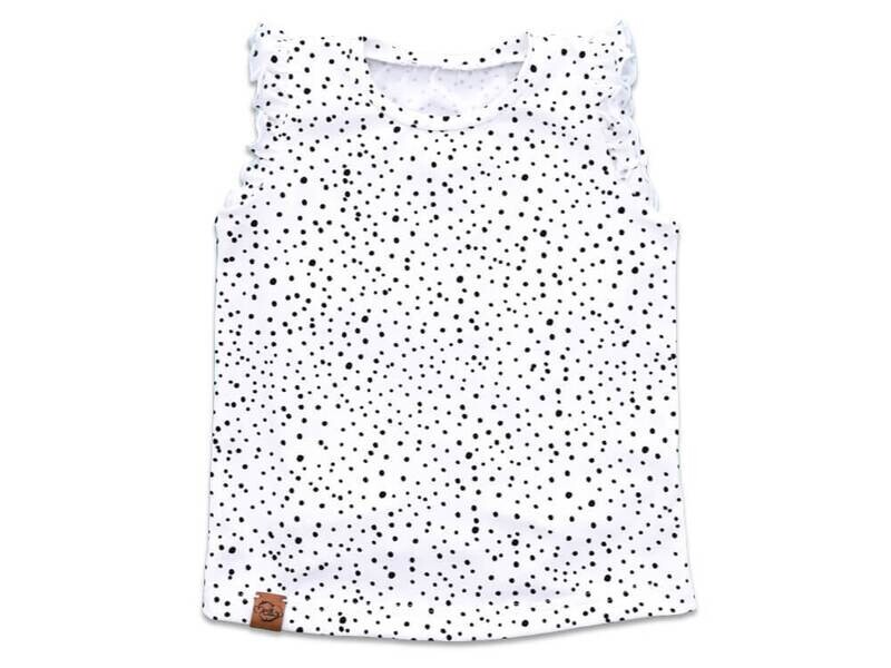 T-Shirt mit Rüschen | Punkte weiß