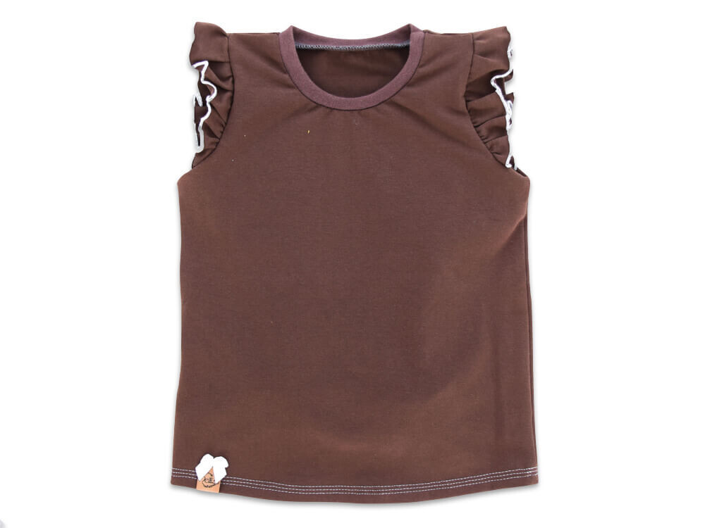 T-Shirt mit Rüschen | dunkelbraun