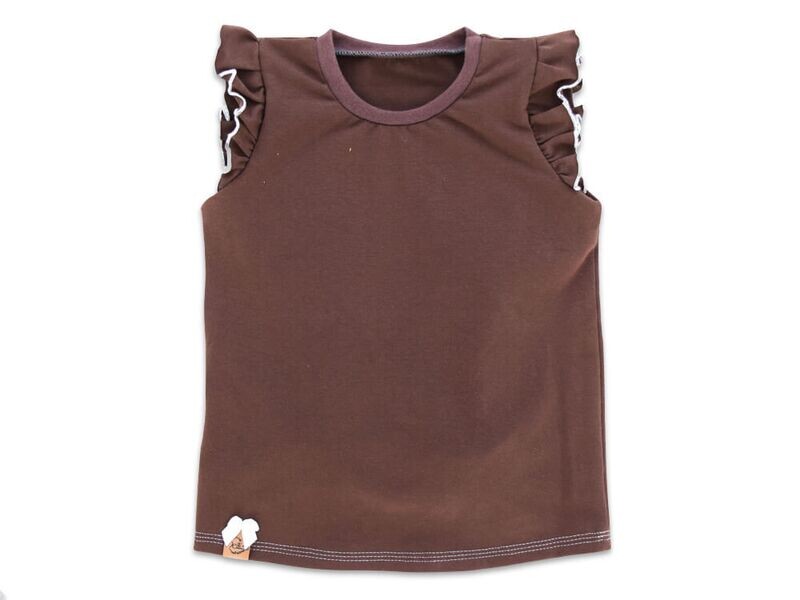 T-Shirt mit Rüschen | dunkelbraun