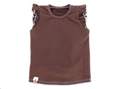 T-Shirt mit Rüschen | dunkelbraun