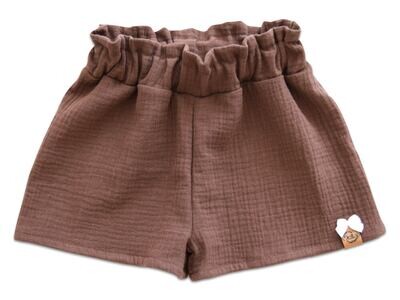 Paperbag Shorts | Musselin | schokobraun