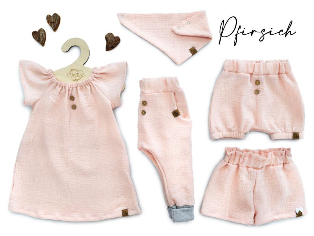 Paperbag Shorts | Musselin | heller Pfirsich