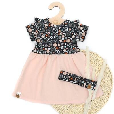 Set | blumiger Regenbogen | Kleid & Haarband