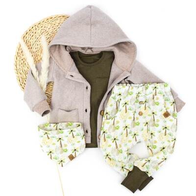Set | Palmenparty | Kuscheljacke & Pumphose & Shirt & Halstuch