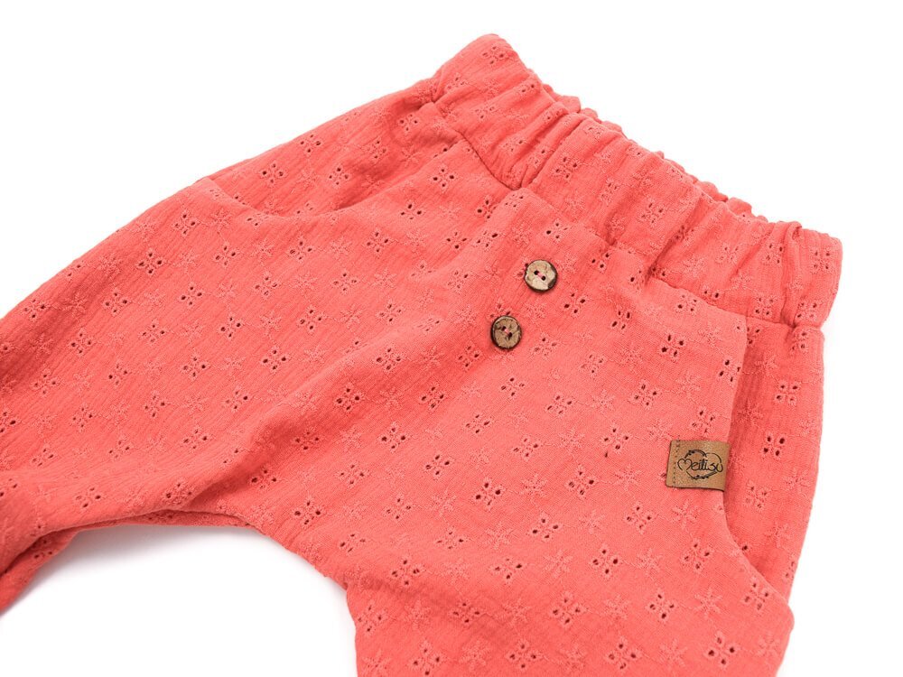 Pumphose | Musselin Lochstick | koralle