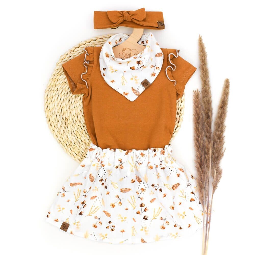Set | Golden Pampas | Rüschenshirt & Rock & Haarband & Tuch