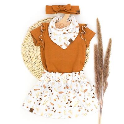 Set | Golden Pampas | Rüschenshirt & Rock & Haarband & Tuch