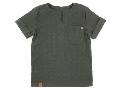 T-Shirt | Musselin | Lochstick khaki | Gr. 86/92