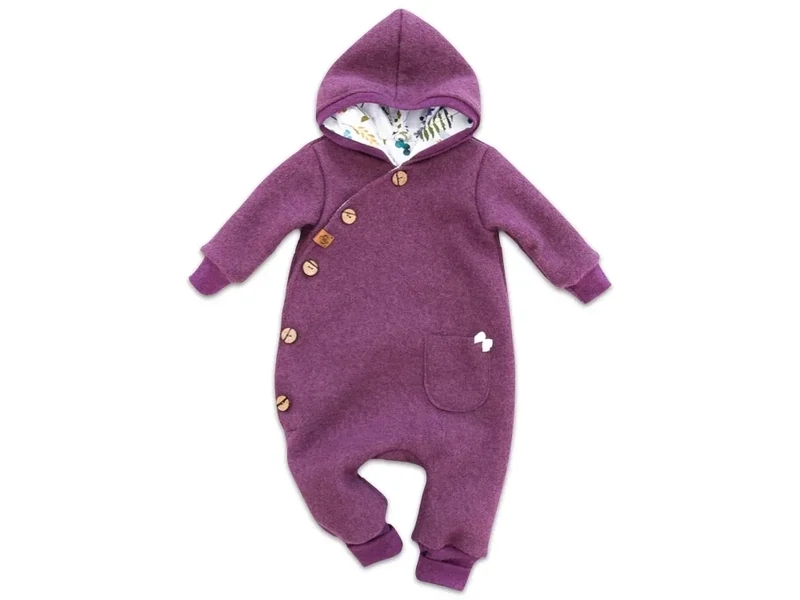 Walkoverall Wollwalk Anzug Baby Kinder beere lila