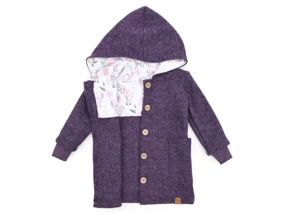 Walkmantel Wollwalk Mantel Mädchen Jungs Kinder Meilisu aubergine lila