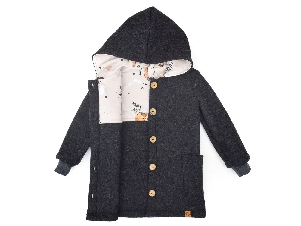 Walkmantel Wollwalk Mantel Mädchen Kinder Jungs Meilisu schwarz