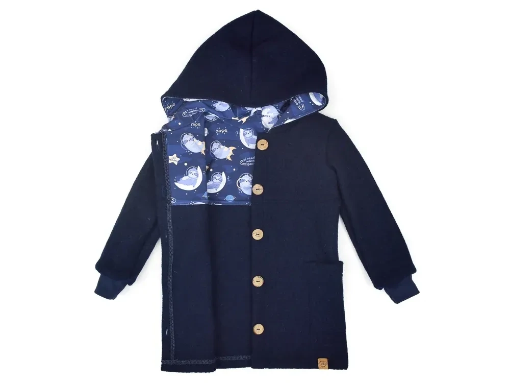 Walkmantel Wollwalk Mantel Mädchen Kinder Meilisu marine dunkelblau
