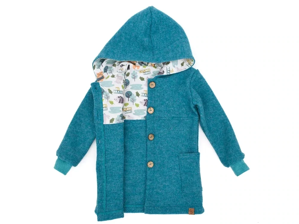 Walkmantel Wollwalk Mantel Mädchen Kinder Jungs Meilisu petrol türkis