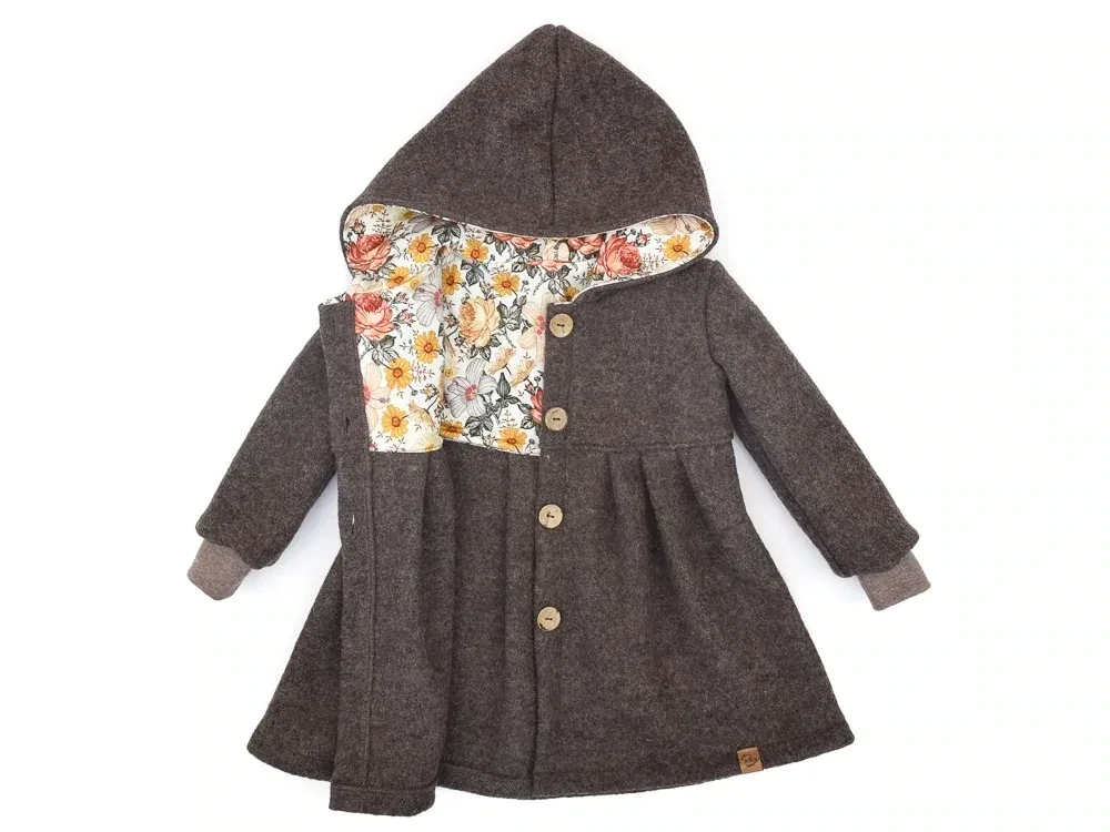 Walkmantel Wollwalk Mantel Mädchen Kinder Meilisu dunkelbraun