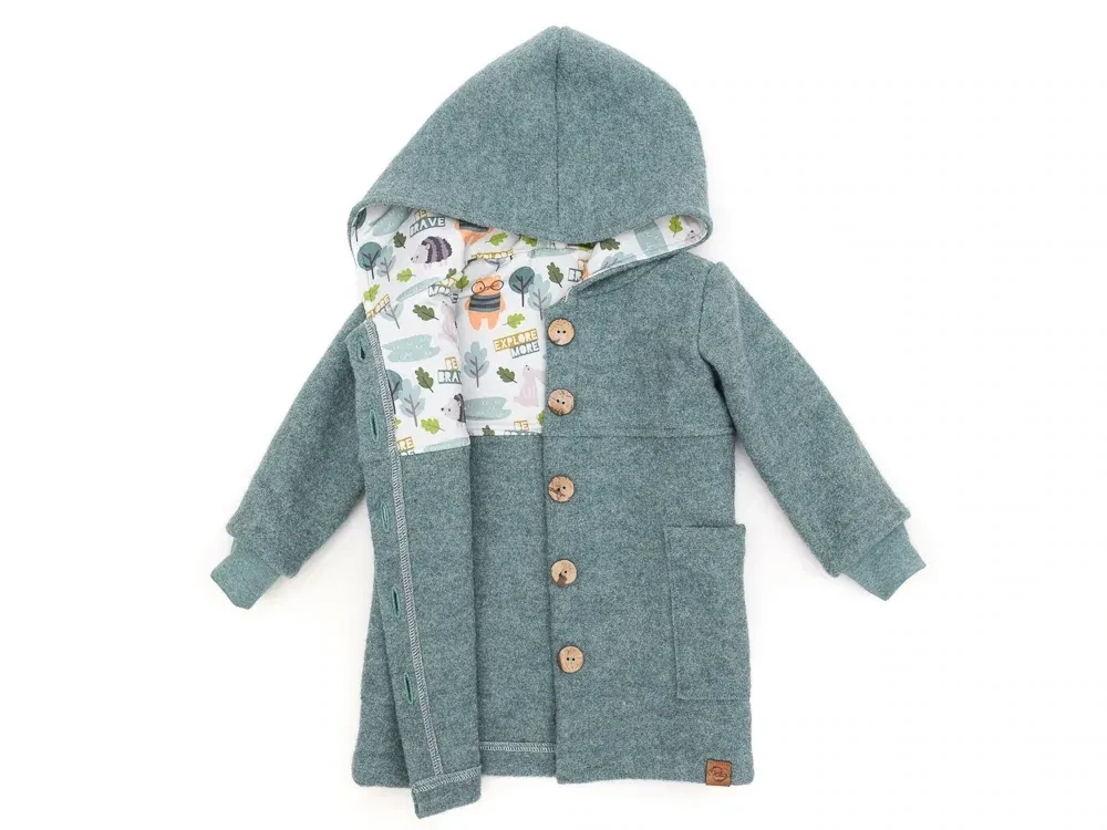 Walkmantel Wollwalk Mantel Mädchen Kinder Jungs Meilisu dusty blue rauchblau