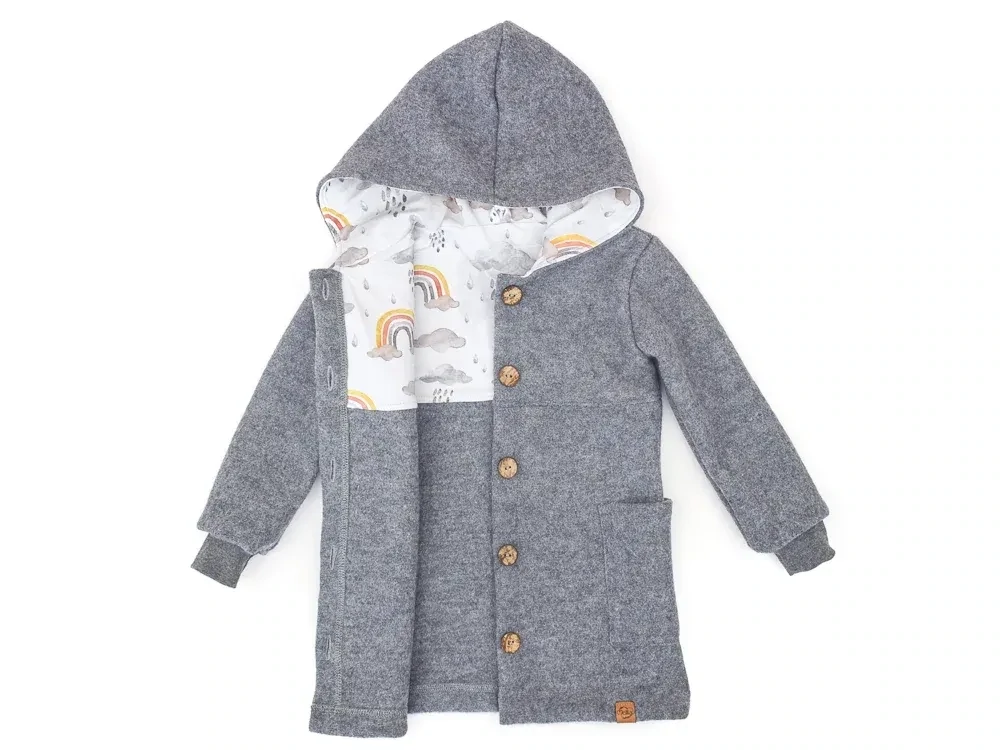 Walkmantel Wollwalk Mantel Mädchen Kinder Meilisu hellgrau