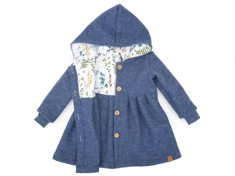 Walkmantel Wollwalk Mantel Mädchen Kinder Meilisu jeansblau