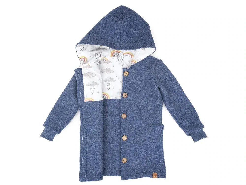 Walkmantel Wollwalk Mantel Mädchen Kinder Meilisu jeansblau