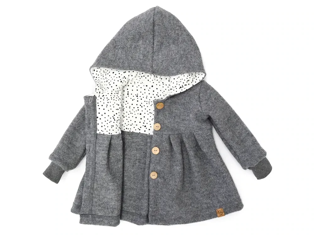 Walkmantel Wollwalk Mantel Mädchen Kinder Meilisu hellgrau
