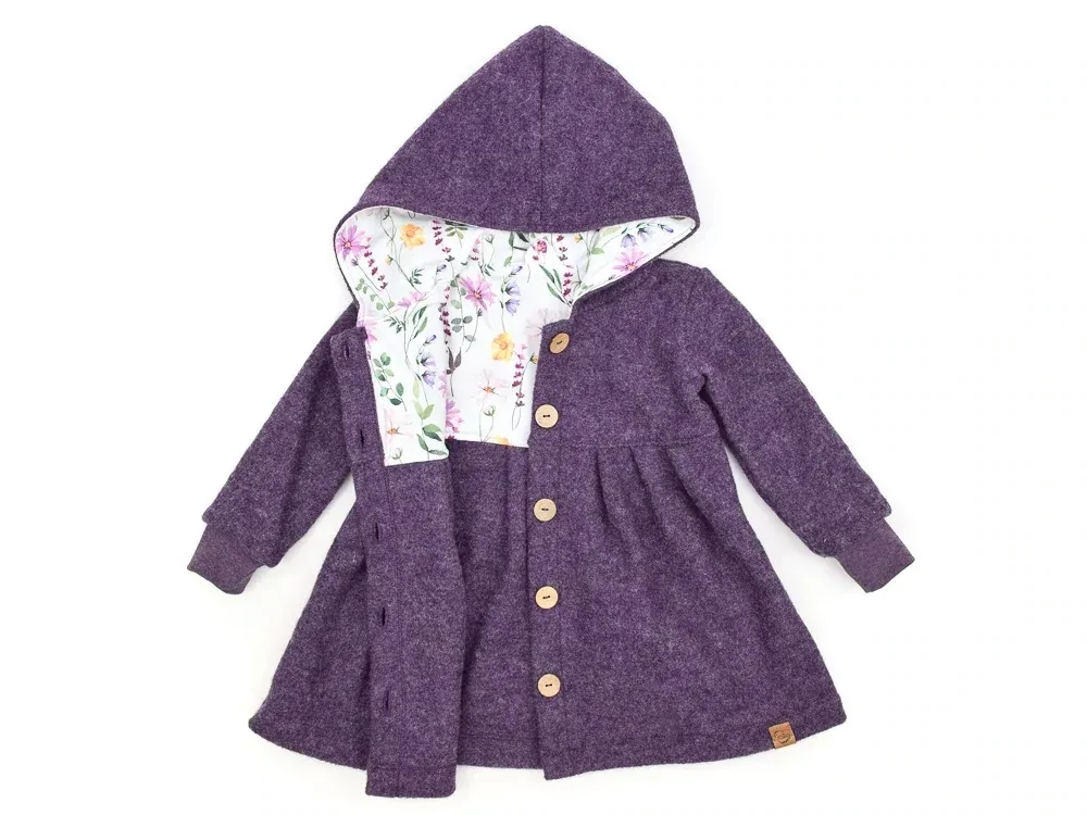 Walkmantel Wollwalk Mantel Mädchen Kinder Meilisu aubergine lila