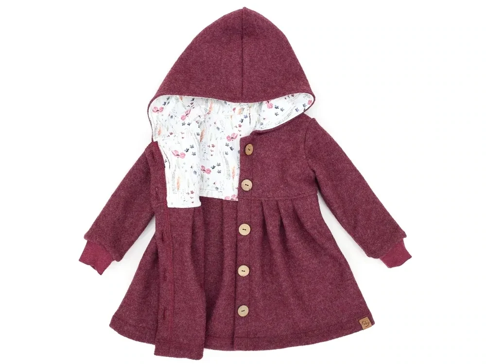 Walkmantel Wollwalk Mantel Mädchen Kinder Meilisu bordeaux weinrot
