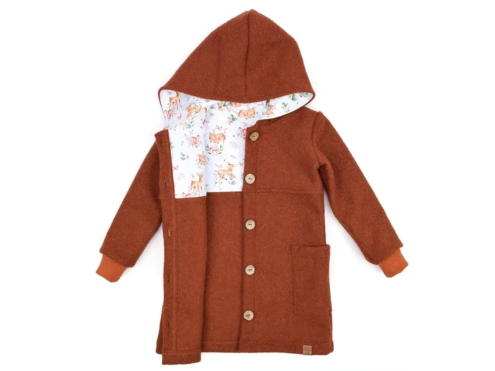 Walkmantel Wollwalk Mantel Mädchen Kinder Jungs Meilisu rost terracotta