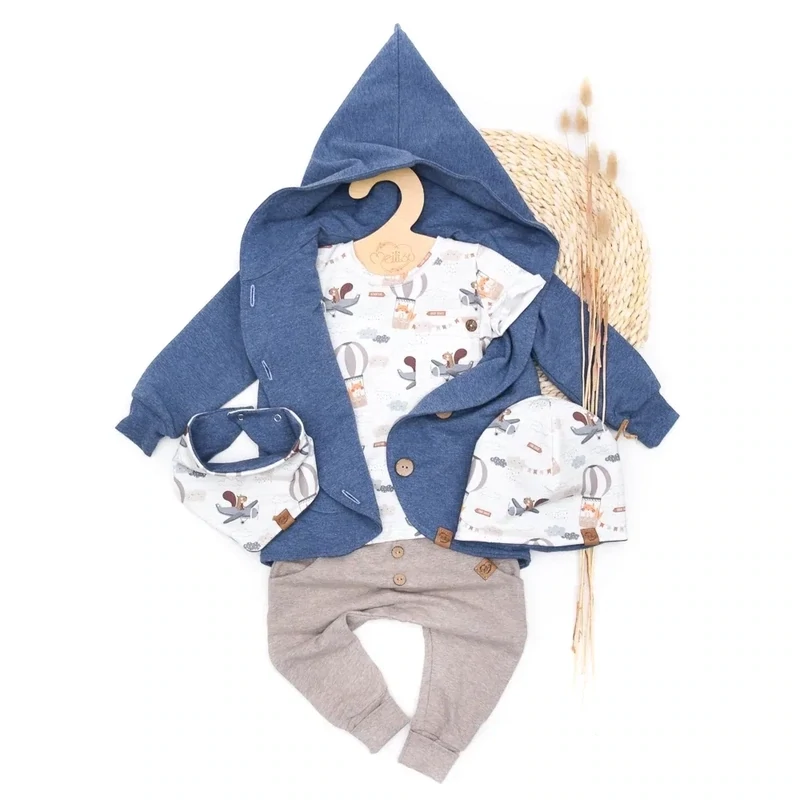 Set | Flying Friends | Sweatjacke & Shirt & Pumphose & Halstuch & Mütze