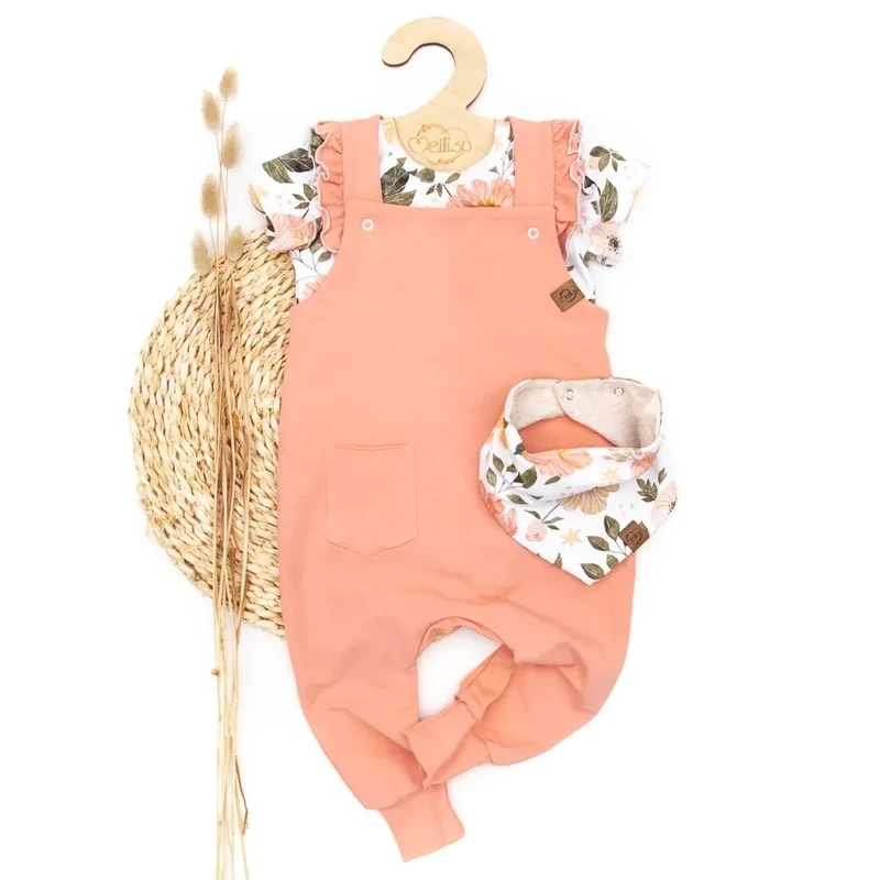 Set | Aquarellblumen | Latzhose & Shirt & Halstuch Set | Aquarellblumen | Latzhose & Shirt & Halstuch