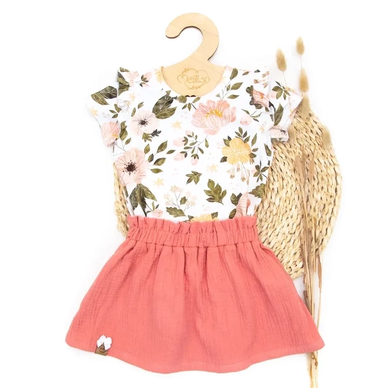 Set | Aquarellblumen | Rüschenshirt & Rock Set | Aquarellblumen | Rüschenshirt & Rock