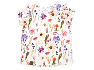 T-Shirt mit Rüschen | Bunte Blumenwiese