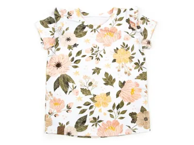 T-Shirt mit Rüschen | Aquarellblumen