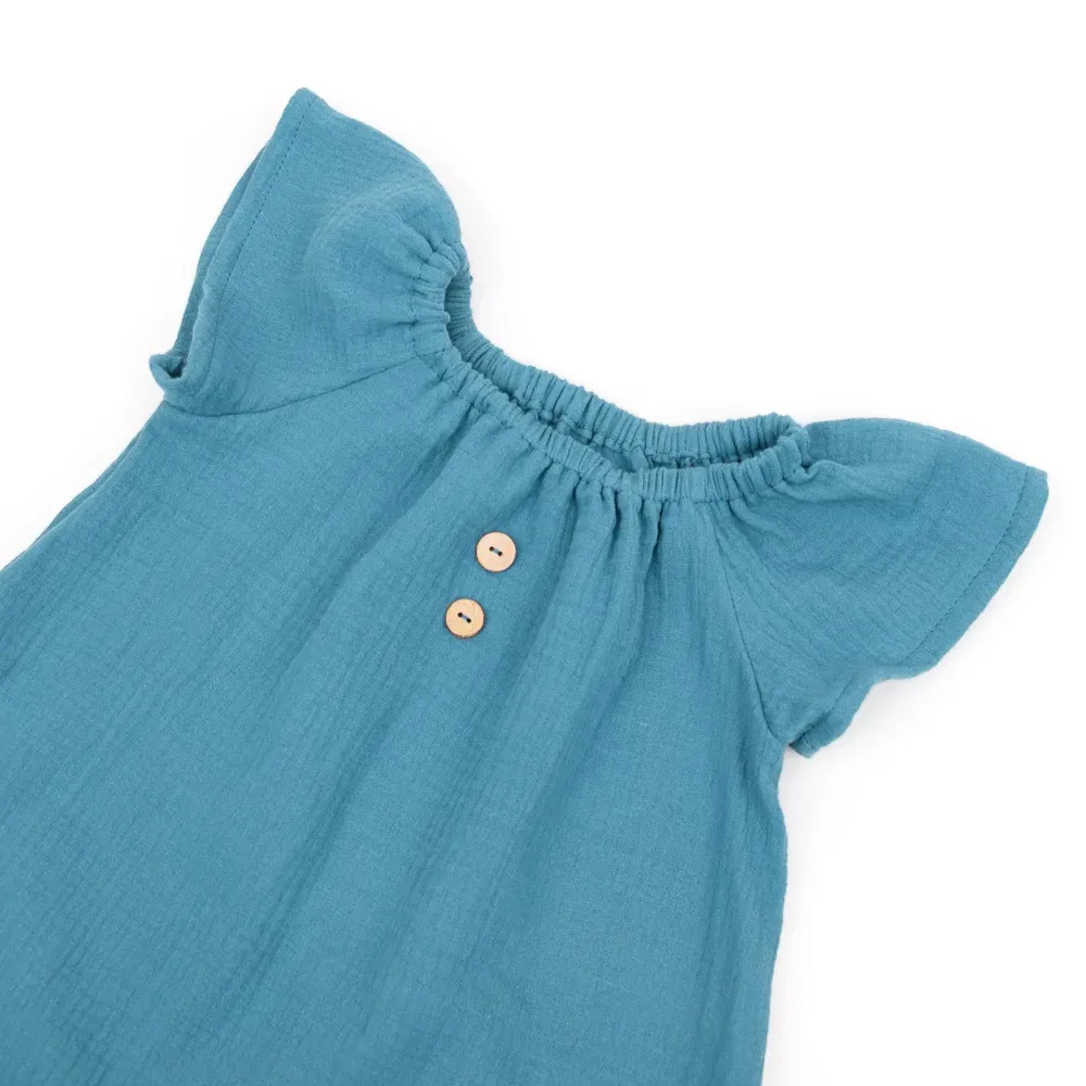 Sommerkleid | Musselin | rauchblau