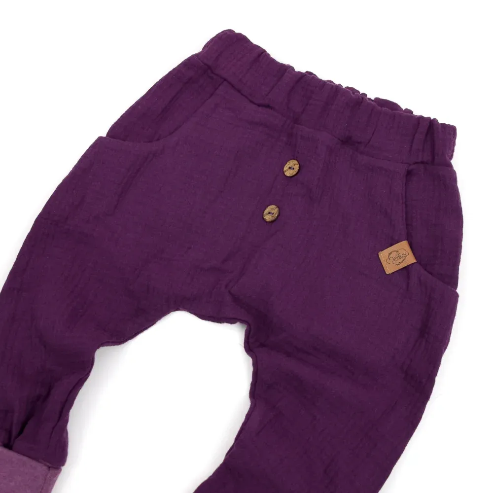 Pumphose | Musselin | aubergine
