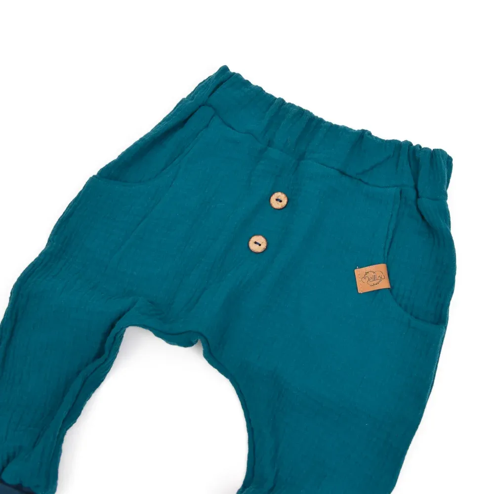 Pumphose | Musselin | dunkles petrol