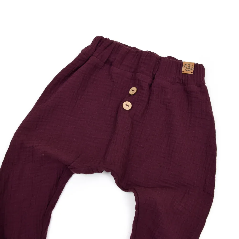 Pumphose | Musselin | dunkles beere
