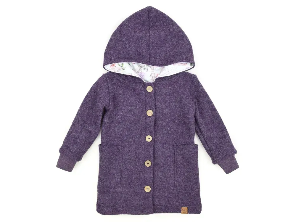 Walkmantel Wollwalk Mantel Mädchen Jungs Kinder Meilisu aubergine lila