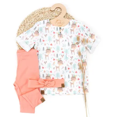 Set | Reh & Rotkehlchen | Musselinshirt & Leggings & Haarband