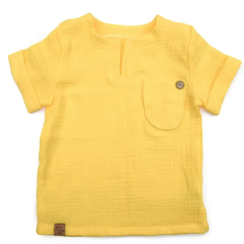 T-Shirt | Musselin | pastellgelb