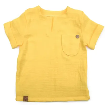 T-Shirt | Musselin | pastellgelb