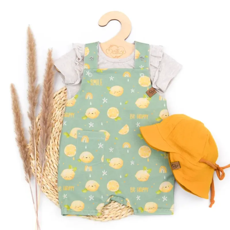 Set | Happy Lemons | Latzshorts & T-Shirt & Sonnenhut Set | Happy Lemons | Latzshorts & T-Shirt & Sonnenhut