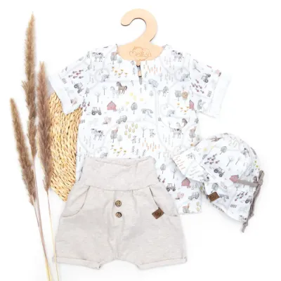 Set | Kleine Farm | Musselinshirt & Shorts & Hut