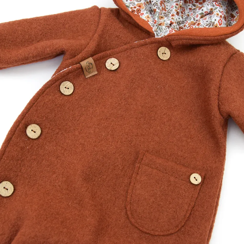 Walkoverall Wollwalk Anzug Baby Kinder rost terracotta orange